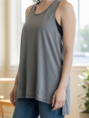 Women's Laser Cut Tank Top All in Motion Gray Color
